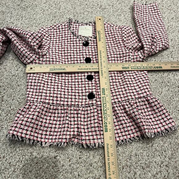 Kate Spade Peplum Tweed Blazer Jacket Sz 6 Feminine Preppy Pink White Casual - Picture 5 of 9
